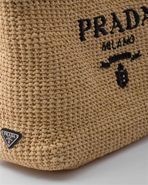 prada raffia tote large|prada tote bag crochet.